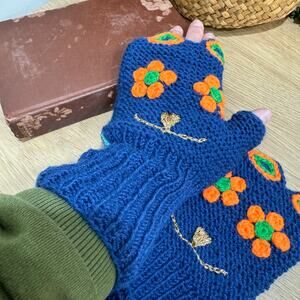 MUMAMI Mittens NWT Adult Fingerless Wool Acrylic Lurex Whimsical Handmade